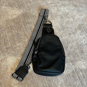 Anthropologie Black Belt Bag with Minimalist Design